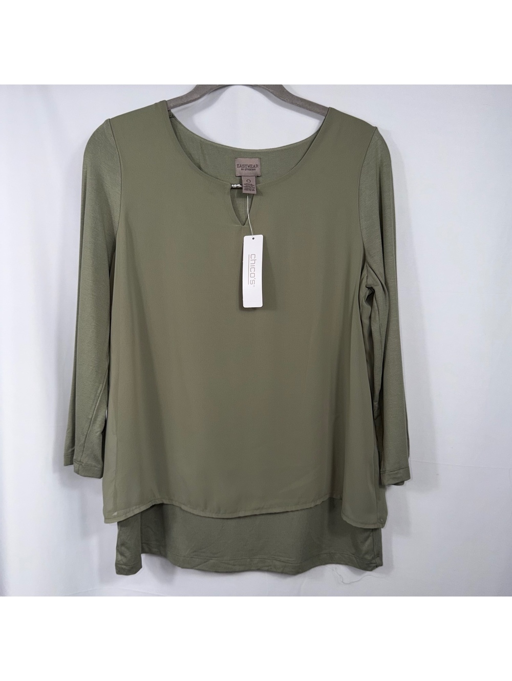 Chico’s Easywear Size 0 Olive Layered Tunic Top